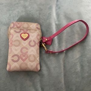 Coach heart wristlet